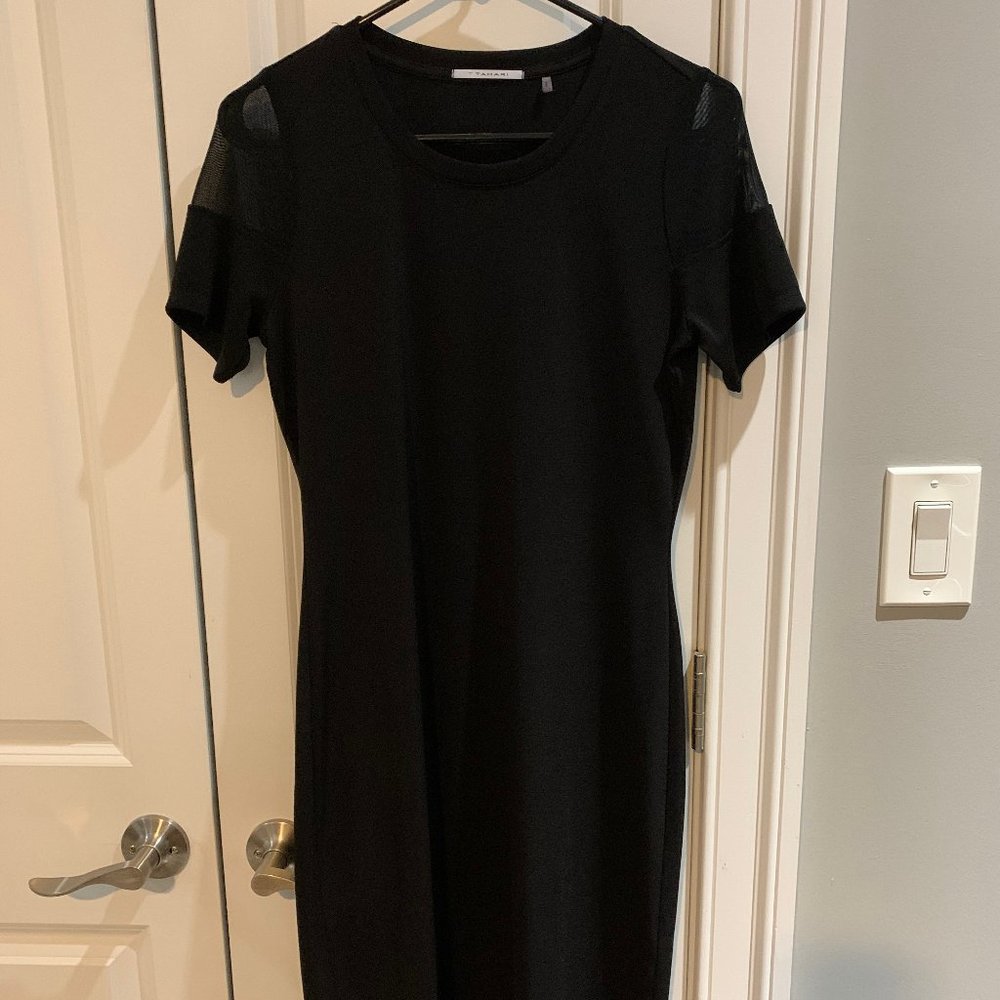 Chic Tahari Dress with Sheer Sleeves